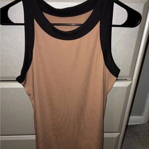 Stylish Tan and Black Women's Tank Top